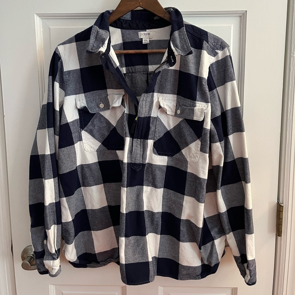 J. Crew Checkered Shirt in Navy and White